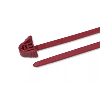 HellermannTyton REZ300 wiederverwendbarer Kabelbinder, Polyamid 6.6, Rot, 300 mm x 7,6 mm, 100er-Pack 115-00043