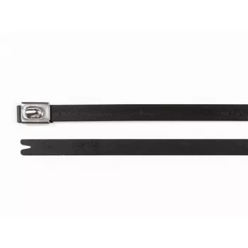 HellermannTyton 111-00294 MBT8HFC-SS316/SP-BK Edelstahl-Kabelbinder, 201 mm x 7,9 mm, Schwarz, Kugelverschluss, UV-stabilisiert