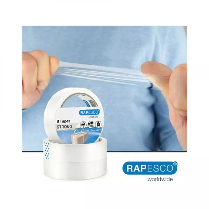 Rapesco 1808 Transparentes Klebeband 25,5 mm x 66 m, 8 Rollen