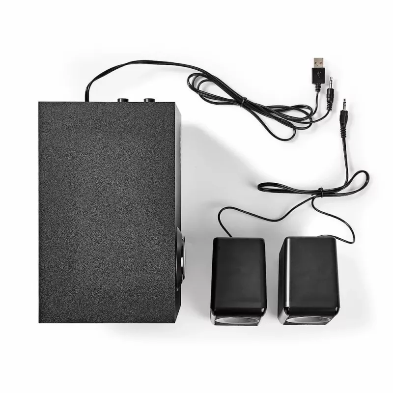 Nedis CSPR10021BK 2.1 PC-Lautsprecher-Set, 33 W, USB-betrieben, Schwarz