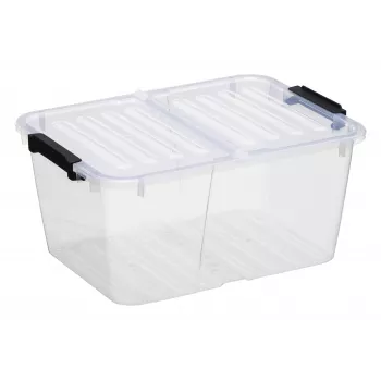 plast team HOME BOX FLEX 15L Aufbewahrungsbox mit faltbarem Deckel, Recycling-PP, 1 Stück 23010800
