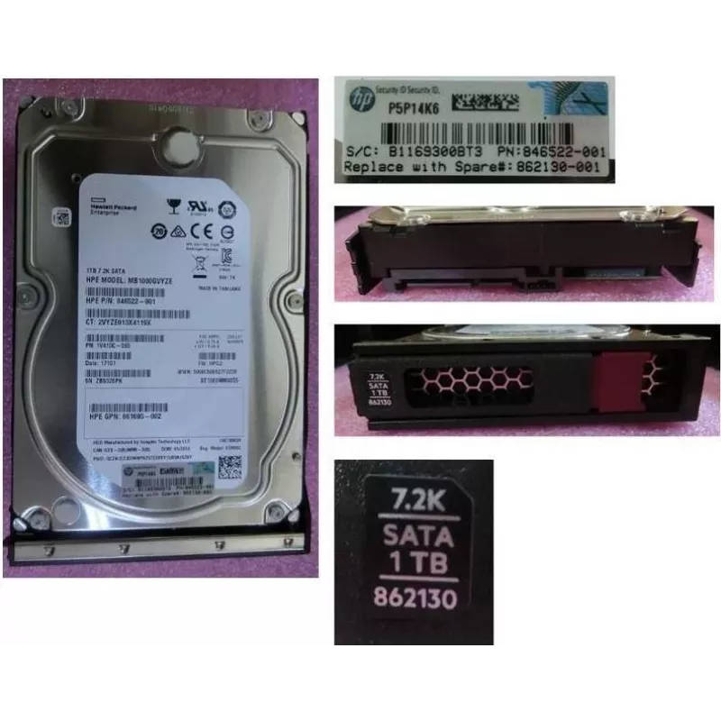 HPE 1TB SATA 6Gb/s 7.2K LFF Hot-Swap Midline Festplatte mit Low Profile Carrier