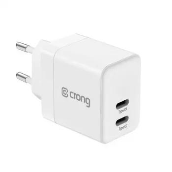 CRONG 35W Dual USB-C PD 3.0 PPS GaN Wandladegerät - Weiß