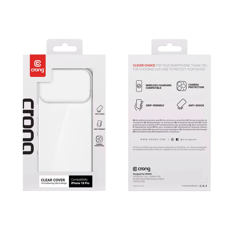 Crong Clear Cover Hülle für iPhone 18 Pro / 17 Pro (Transparent)