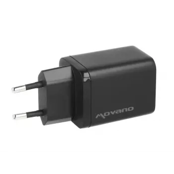 MOVANO GaN 45W USB-C PD + USB-A Wandladegerät (Schwarz)