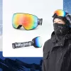 Rockbros SP284 Kinder-Skibrille Anti-Fog UV400 Graue Linse Roter Spiegel Schwarz