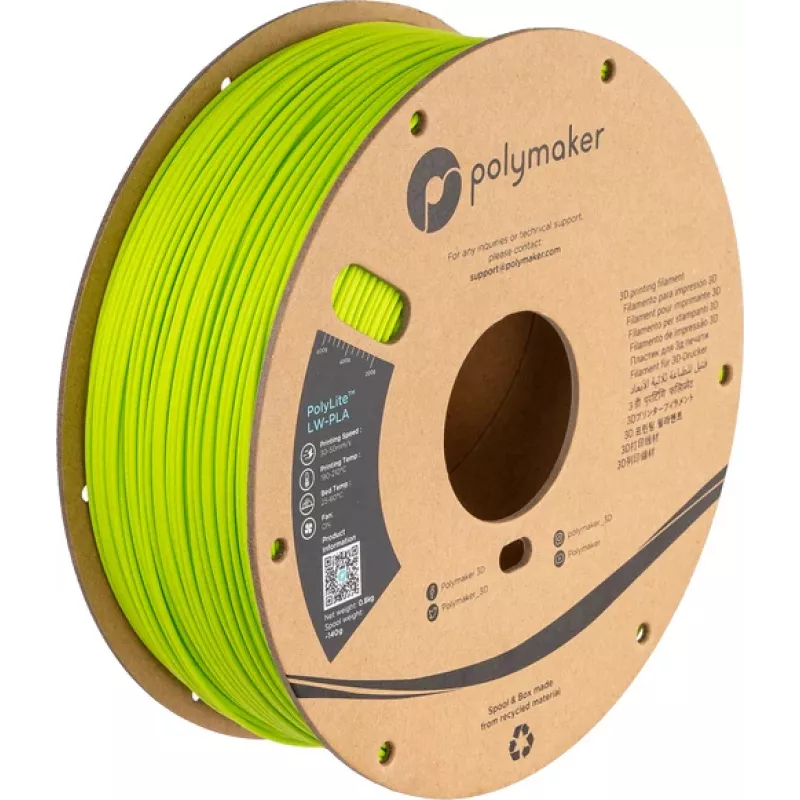 Polymaker PolyLite LW-PLA (PA08008) – Schwarz, 1,75 mm, 0,8 kg