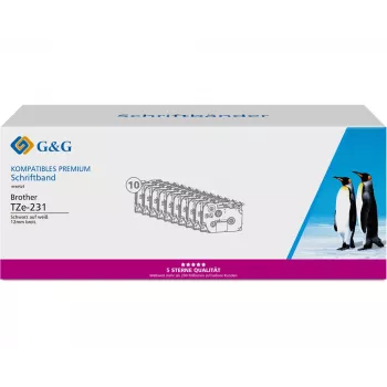 G&G 20100 Kompatible Beschriftungsband-Kassette für Brother TZe-231, 12 mm, Schwarz auf Weiß, 10er-Pack