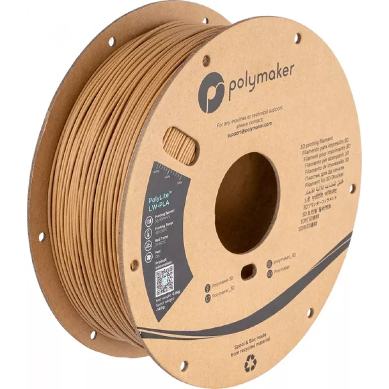 Polymaker PolyLite LW-PLA 1,75mm Schwarz 0,8kg (PA08004)