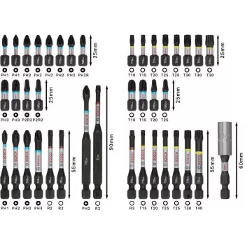 Bosch 2608521U79 34-teiliges Bohr- und Schrauberbit-Set mit magnetischem Universalhalter, X-Line Koffer