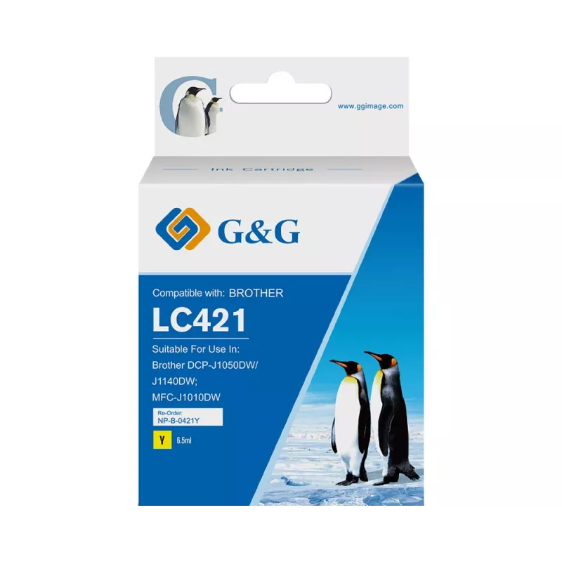 G&G kompatible Tintenpatrone Brother LC421Y Gelb (200 Seiten) 20562