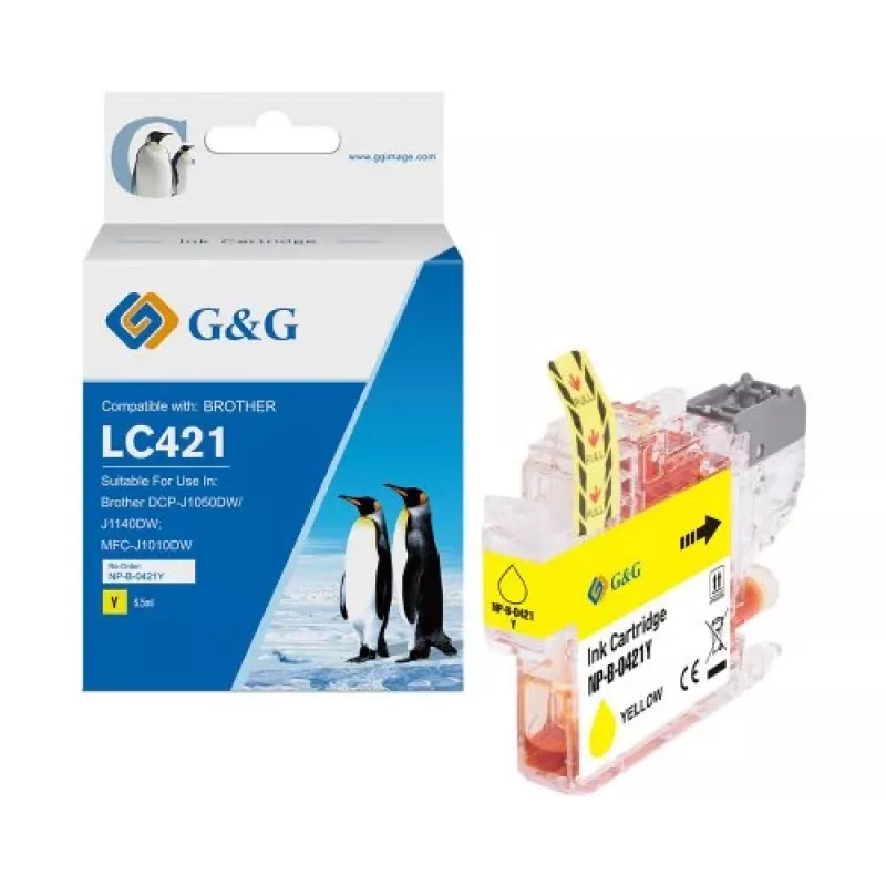 G&G kompatible Tintenpatrone Brother LC421Y Gelb (200 Seiten) 20562