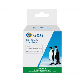G&G Kompatibles Dymo D1 Beschriftungsband 19mm x 7m Schwarz auf Transparent (5DY45800-TD)