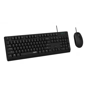 Rapoo NX1500 Kabelgebundenes Tastatur- und Maus-Set, Full-Size QWERTZ, Schwarz R-13100