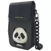 Nimmy Big Eyed Pet 2.0 Panda Umhängetasche für Handy - Schwarzes PU-Leder