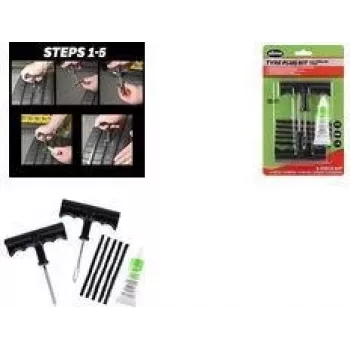 IWH Slime Reifenstopfen-Reparaturset, 8-teiliges Tubeless-Reifen-Pannen-Reparaturset mit T-Griff-Werkzeugen und 5 Butylkautschuk-Stopfen 20500