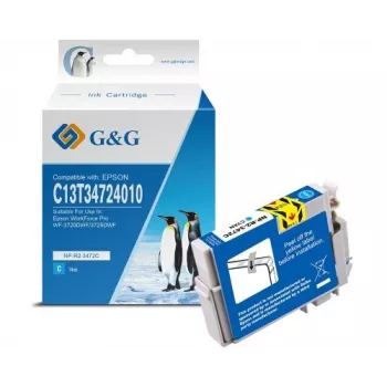 G&G kompatible cyanfarbene Tintenpatrone für Epson 34XL (C13T34724012) – High Yield 14614