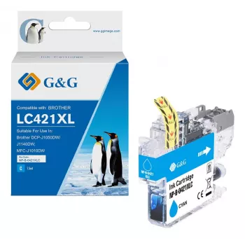 G&G Kompatible Brother LC421XLC Tintenpatrone Hohe Reichweite Cyan (500 Seiten)