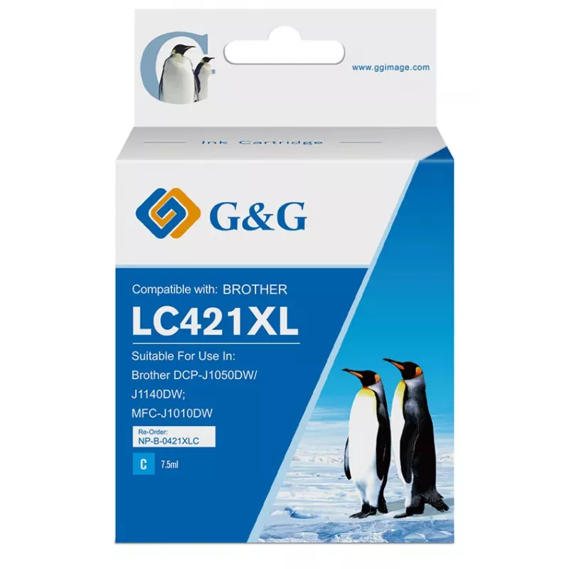 G&G Kompatible Brother LC421XLC Tintenpatrone Hohe Reichweite Cyan (500 Seiten)