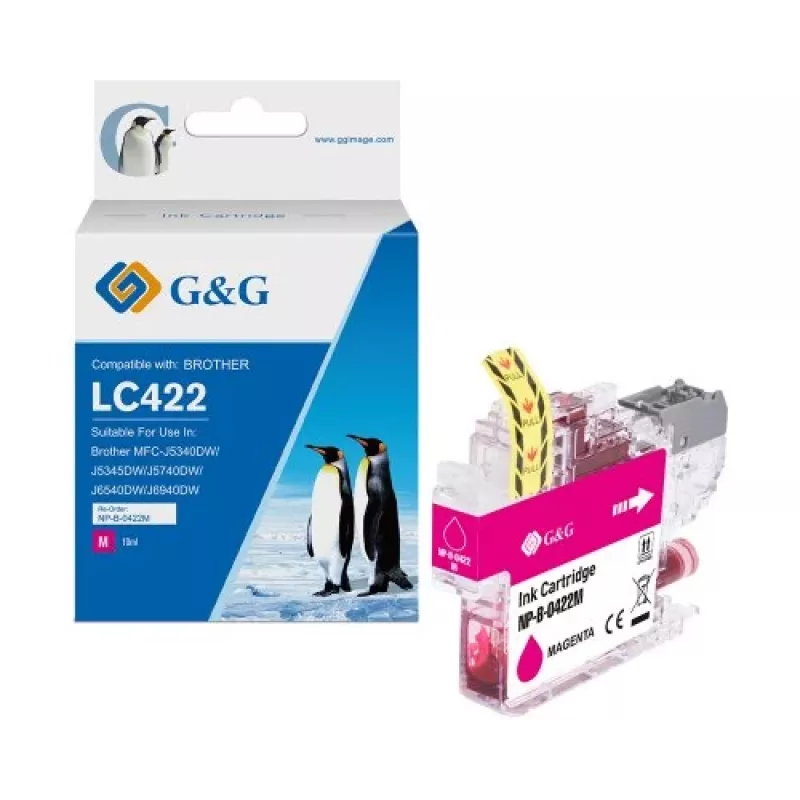 G&G Kompatible Tintenpatrone Brother LC422M Magenta (550 Seiten) 20582