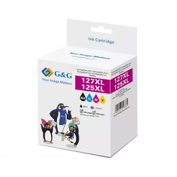 G&G 4er-Pack XXL Tintenpatronen kompatibel mit Brother LC-127XLVALBP (Schwarz, Cyan, Magenta, Gelb) 14784