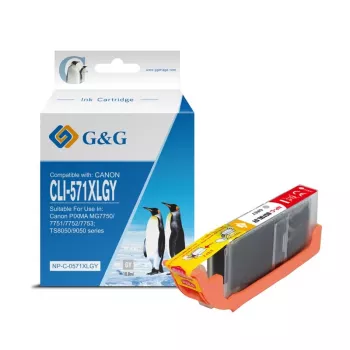 G&G kompatible Tintenpatrone Canon CLI-571XLGY grau High Yield (13855)