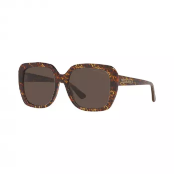 Michael Kors Damen MK2140-366787 Eckige Sonnenbrille, Dunkle Schildpatt-Fassung, Braune Gradient-Gläser, 55/18/140 mm