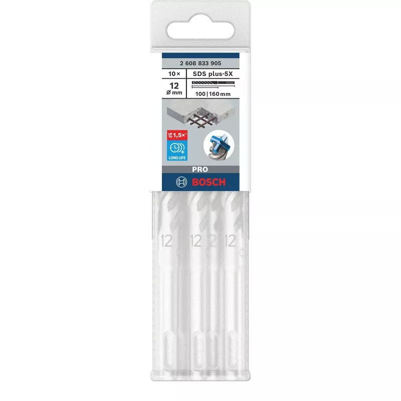 BOSCH 2608833905 PRO SDS Plus-5X Hammerbohrer 12x100x160 mm