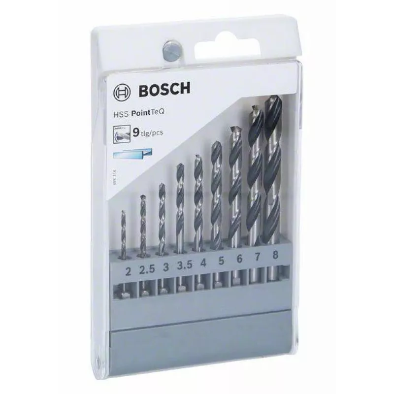 Bosch HSS PointTeQ Metallbohrer-Set, 9-teilig, 2-10 mm, Spiralbohrer 2607002826