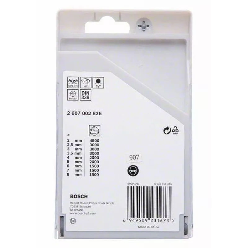 Bosch HSS PointTeQ Metallbohrer-Set, 9-teilig, 2-10 mm, Spiralbohrer 2607002826