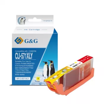 G&G XL Gelbe Tintenpatrone Kompatibel mit Canon CLI-571XLY (13859)