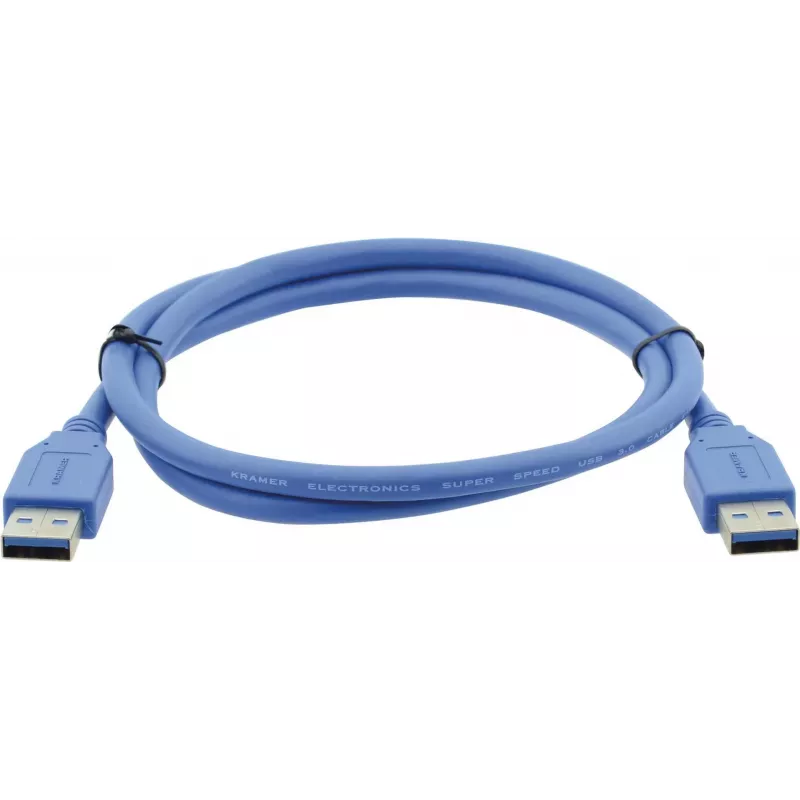 Kramer C-USB3/AA-3 USB 3.0 Kabel, Typ-A Stecker zu Typ-A Stecker, 0,9 m, Blau 96-0230003