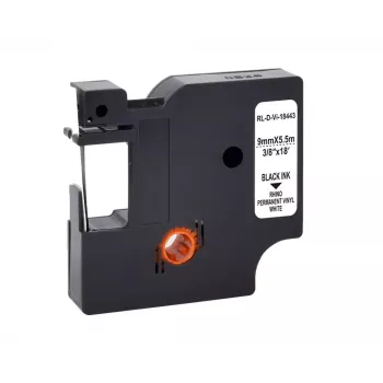 G&G Vinyl-Etikettierband Weiß 9 mm x 5,5 m Schwarzdruck (RL-D-Vi-18443-BK/WT-9MM*5.5M)