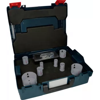 Bosch Progressor für Holz und Metall Lochsägen-Set, 7-teilig, 20-114 mm Durchmesser, Power Change Aufnahme, HSS Bi-Metall, mit Koffer 2608594431