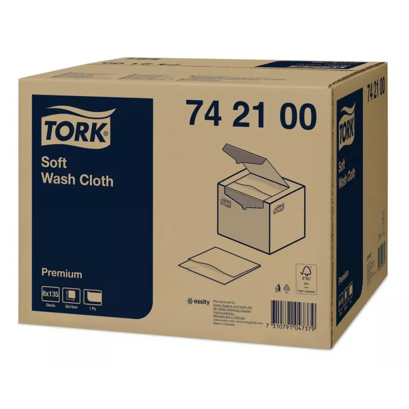 Tork Premium Soft Waschlappen 1-lagig Weiß, 1080 Tücher (742100)