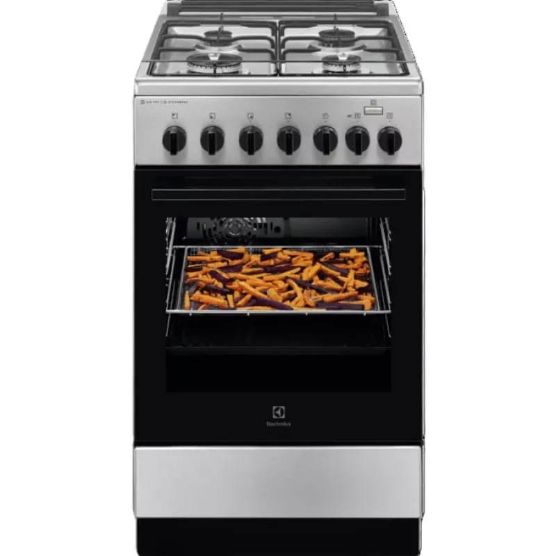 Electrolux LKK560010X 600 Series Freistehender Gasherd mit Elektrobackofen, Schwarz, 50 cm