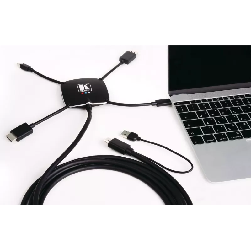 Kramer K-SPIDER Multi-Format Präsentationsadapter-Kabel - HDMI/DisplayPort/Mini DisplayPort/USB-C auf HDMI/USB - 3,05 m - 4K Aktiv 91-00015599