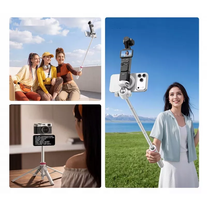 ULANZI MT-44 M MagSafe Stativ Selfie-Stick mit Bluetooth-Fernauslöser, 149 cm, Weiß