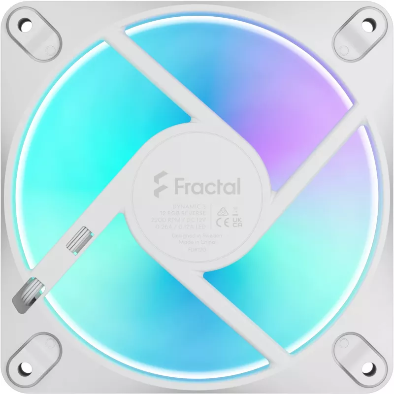 Fractal Design Dynamic 3-12 Reverse RGB White Gehäuselüfter, 120mm, PWM, ARGB, Reverse Blade FD-F-DR3-1205