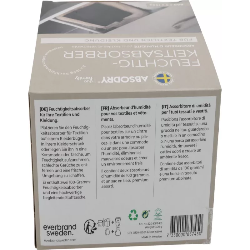 Absodry Duo Family Feuchtigkeitsabsorber für Kleidung und Textilien, 2x 100 g (220-dft-e8)