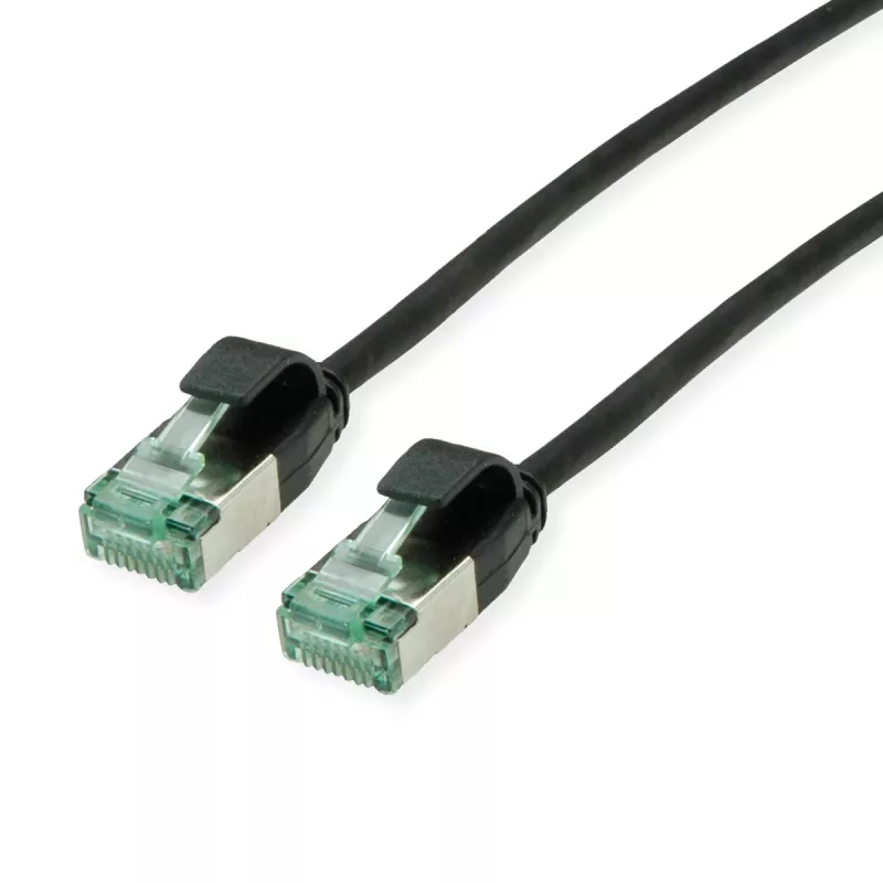 ROLINE RM U/FTP Cat.6A Slim Patchkabel, Schwarz, 0,3 m 21.45.3351