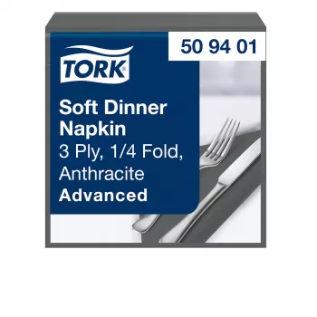 TORK Soft Dinner Advanced Anthrazit 3-lagige Servietten 39 x 39,5 cm, 100 Stück (509401)