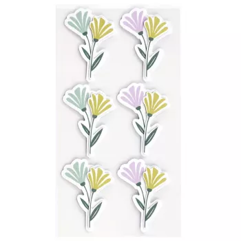 Artoz 3D Blumen Papieraufkleber, 6 Stück, selbstklebend, verschiedene Blumenmotive zum Basteln, Scrapbooking, Kartenbasteln, Dekorieren, mehrfarbig, matte Oberfläche 185600-222