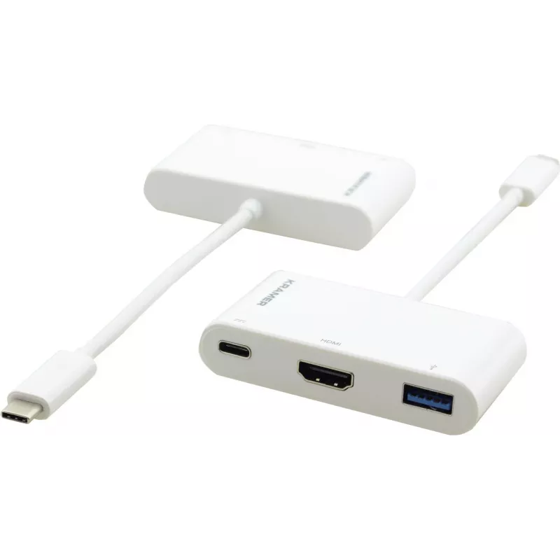 Kramer ADC-U31C/M2 USB-C-Multiport-Adapter – 4K HDMI, USB-A, USB-C PD, 17 cm, Weiß 99-97210004