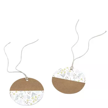 Artoz Papier-Geschenkanhänger Braun Weiß Hangtag Set Kraft Rund 6,5 cm 6 Stk. (144500-255)