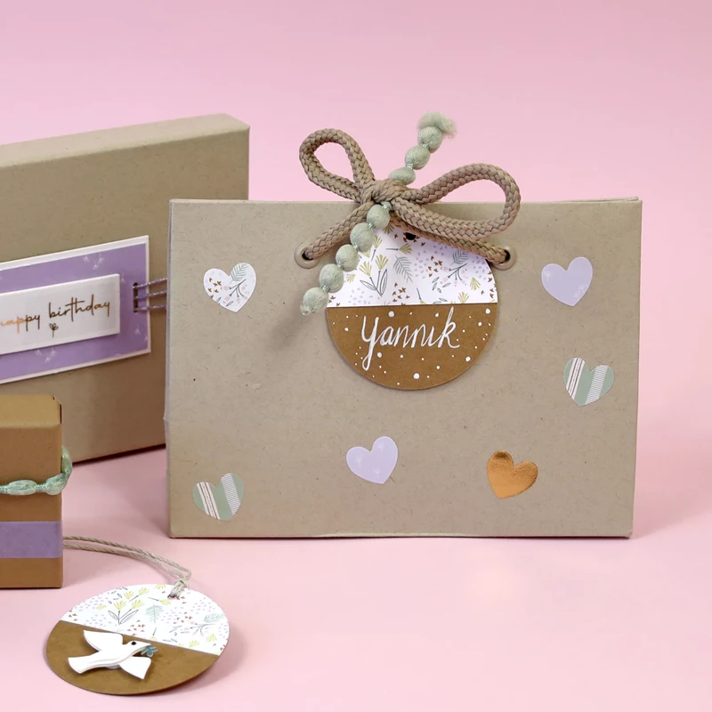 Artoz Papier-Geschenkanhänger Braun Weiß Hangtag Set Kraft Rund 6,5 cm 6 Stk. (144500-255)