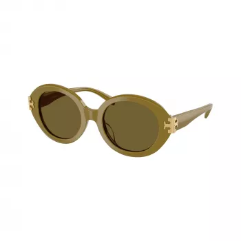 Tory Burch TY7210U Damen Cat-Eye-Sonnenbrille, dunkelbraunes Havanna-Gestell, braune Gradient-Gläser, 53-18-145 mm, UV-Schutz TY7210U201073