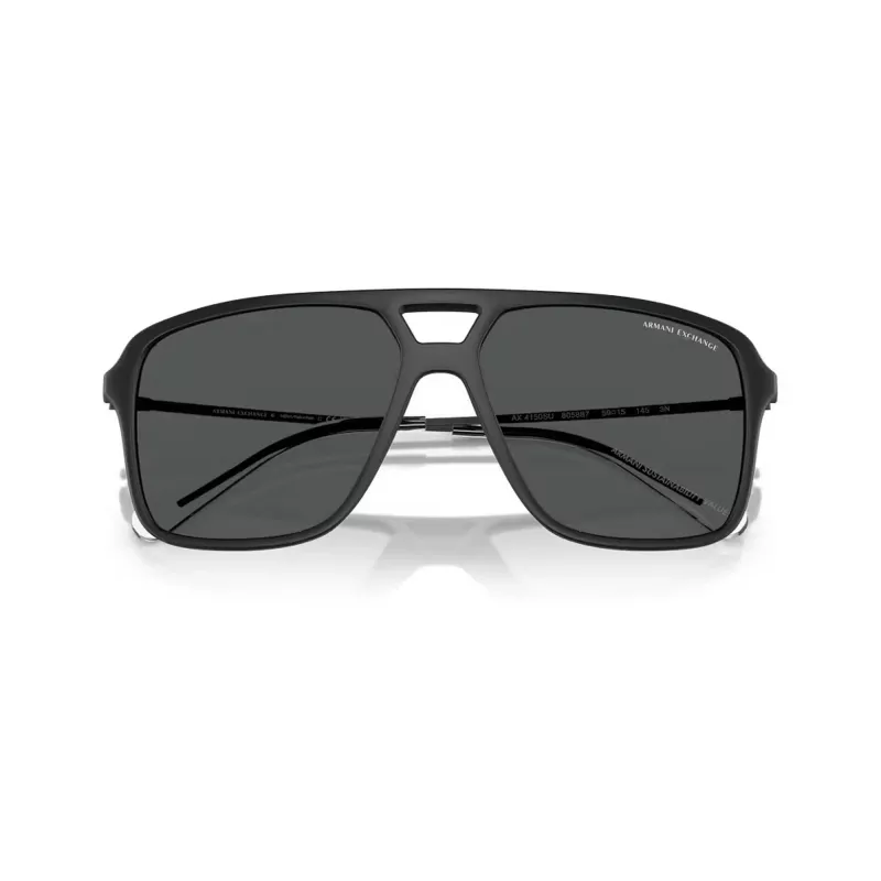 Armani Exchange Herren AX4150SU Sonnenbrille, schwarzes Gestell, graue Gläser, 59/15/145 mm AX4150SU80588