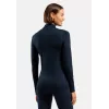 Odlo Damen Merino 200 BL Top Rollkragen Langarm Half Zip Baselayer - Dark Sapphire, Größe M