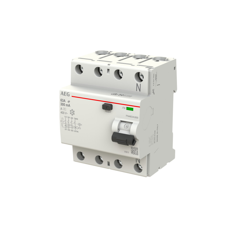 AEG BUSCH JAEGER FN463/A300 Fehlerstrom-Schutzschalter, 4P, 63A, 300mA, Typ A 2CSF704156R3630